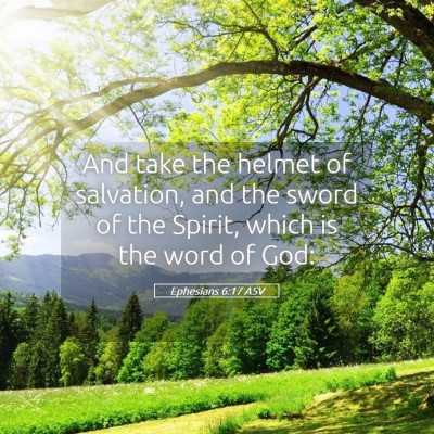Picture 05 - Ephesians 6:17 ASV - And take the helmet of salvation, and the sword - Bible Verse Picture