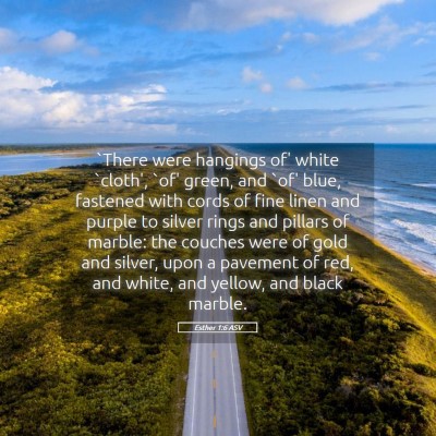 Picture 05 - Esther 1:6 ASV - `There were hangings of' white `cloth', `of' - Bible Verse Picture