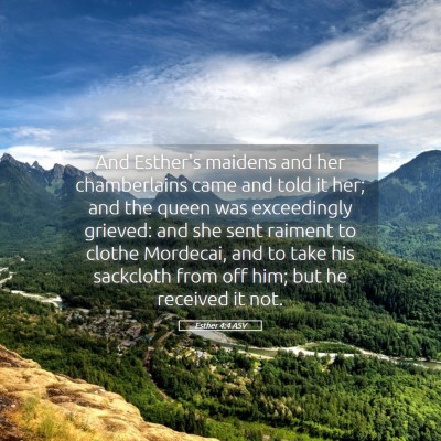 Picture 05 - Esther 4:4 ASV - And Esther's maidens and her chamberlains came - Bible Verse Picture