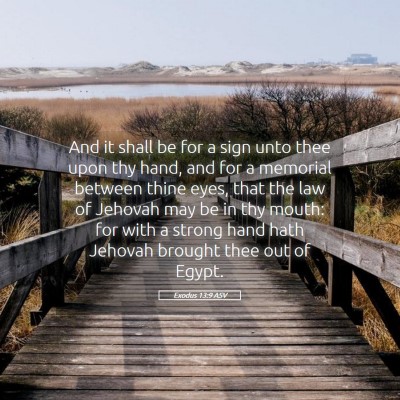 Picture 05 - Exodus 13:9 ASV - And it shall be for a sign unto thee upon thy - Bible Verse Picture