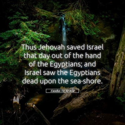 Picture 05 - Exodus 14:30 ASV - Thus Jehovah saved Israel that day out of the - Bible Verse Picture