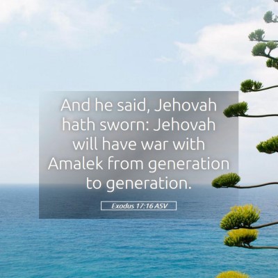 Picture 05 - Exodus 17:16 ASV - And he said, Jehovah hath sworn: Jehovah will - Bible Verse Picture