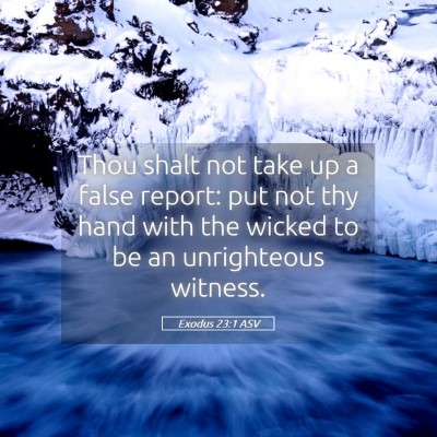 Picture 05 - Exodus 23:1 ASV - Thou shalt not take up a false report: put not - Bible Verse Picture
