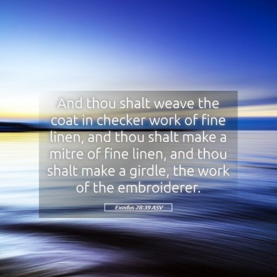 Picture 05 - Exodus 28:39 ASV - And thou shalt weave the coat in checker work of - Bible Verse Picture