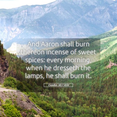 Picture 05 - Exodus 30:7 ASV - And Aaron shall burn thereon incense of sweet - Bible Verse Picture