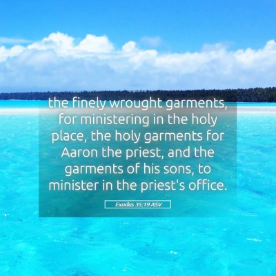 Picture 05 - Exodus 35:19 ASV - the finely wrought garments, for ministering in - Bible Verse Picture