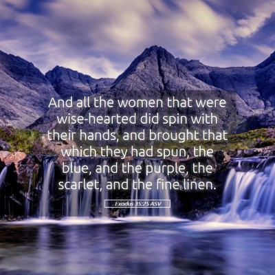 Picture 05 - Exodus 35:25 ASV - And all the women that were wise-hearted did spin - Bible Verse Picture