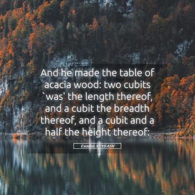 Picture 05 - Exodus 37:10 ASV - And he made the table of acacia wood: two cubits - Bible Verse Picture