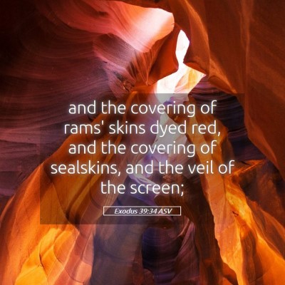 Picture 05 - Exodus 39:34 ASV - and the covering of rams' skins dyed red, and the - Bible Verse Picture