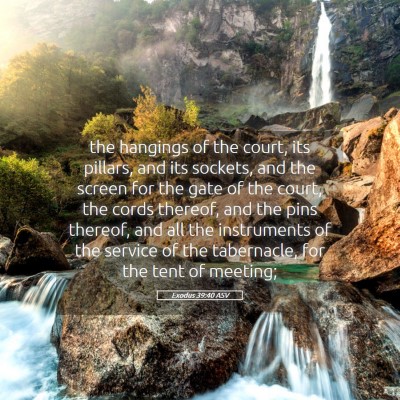 Picture 05 - Exodus 39:40 ASV - the hangings of the court, its pillars, and its - Bible Verse Picture