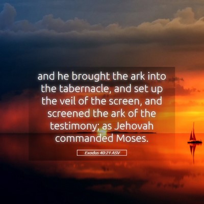 Picture 05 - Exodus 40:21 ASV - and he brought the ark into the tabernacle, and - Bible Verse Picture