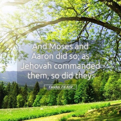 Picture 05 - Exodus 7:6 ASV - And Moses and Aaron did so; as Jehovah commanded - Bible Verse Picture