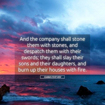 Picture 05 - Ezekiel 23:47 ASV - And the company shall stone them with stones, and - Bible Verse Picture