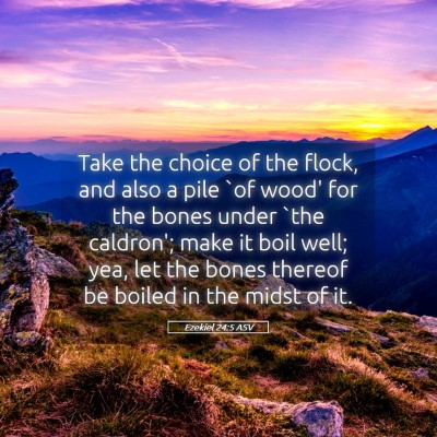 Picture 05 - Ezekiel 24:5 ASV - Take the choice of the flock, and also a pile `of - Bible Verse Picture