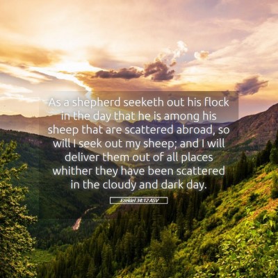 Picture 05 - Ezekiel 34:12 ASV - As a shepherd seeketh out his flock in the day - Bible Verse Picture