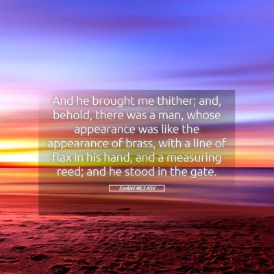 Picture 05 - Ezekiel 40:3 ASV - And he brought me thither; and, behold, there was - Bible Verse Picture