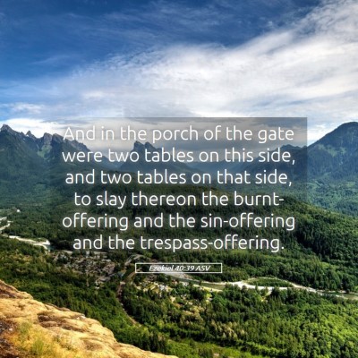 Picture 05 - Ezekiel 40:39 ASV - And in the porch of the gate were two tables on - Bible Verse Picture