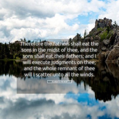 Picture 05 - Ezekiel 5:10 ASV - Therefore the fathers shall eat the sons in the - Bible Verse Picture