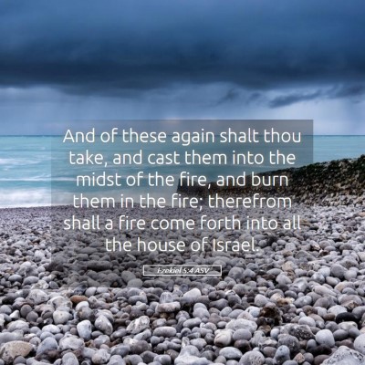 Picture 05 - Ezekiel 5:4 ASV - And of these again shalt thou take, and cast them - Bible Verse Picture