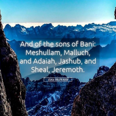 Picture 05 - Ezra 10:29 ASV - And of the sons of Bani: Meshullam, Malluch, and - Bible Verse Picture