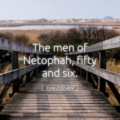 Picture 05 - Ezra 2:22 ASV - The men of Netophah, fifty and - Bible Verse Picture