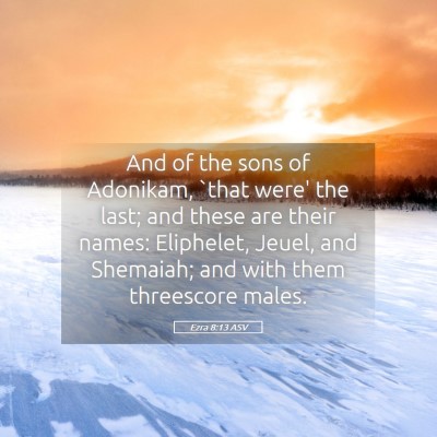 Picture 05 - Ezra 8:13 ASV - And of the sons of Adonikam, `that were' the - Bible Verse Picture