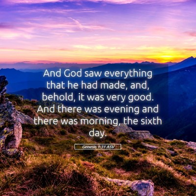 Picture 05 - Genesis 1:31 ASV - And God saw everything that he had made, and, - Bible Verse Picture