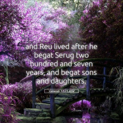 Picture 05 - Genesis 11:21 ASV - and Reu lived after he begat Serug two hundred - Bible Verse Picture