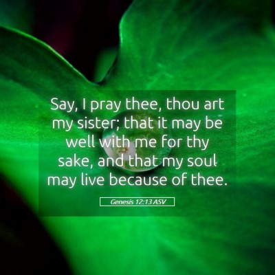 Picture 05 - Genesis 12:13 ASV - Say, I pray thee, thou art my sister; that it may - Bible Verse Picture