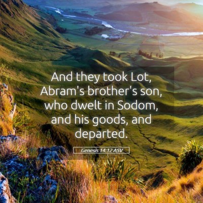 Picture 05 - Genesis 14:12 ASV - And they took Lot, Abram's brother's son, who - Bible Verse Picture