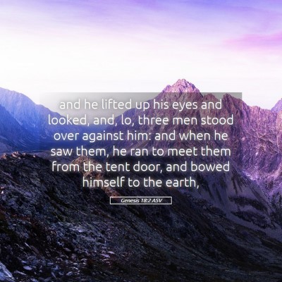 Picture 05 - Genesis 18:2 ASV - and he lifted up his eyes and looked, and, lo, - Bible Verse Picture
