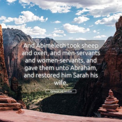 Picture 05 - Genesis 20:14 ASV - And Abimelech took sheep and oxen, and - Bible Verse Picture