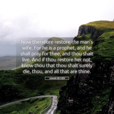 Picture 05 - Genesis 20:7 ASV - Now therefore restore the man's wife. For he is a - Bible Verse Picture