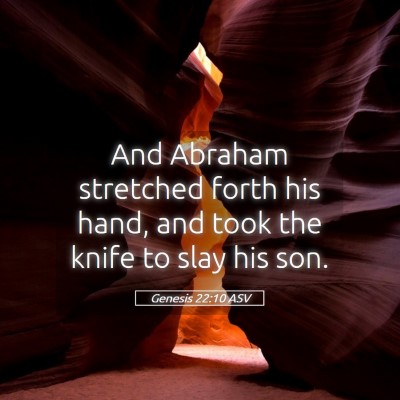 Picture 05 - Genesis 22:10 ASV - And Abraham stretched forth his hand, and took - Bible Verse Picture