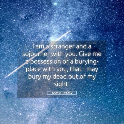 Picture 05 - Genesis 23:4 ASV - I am a stranger and a sojourner with you. Give me - Bible Verse Picture
