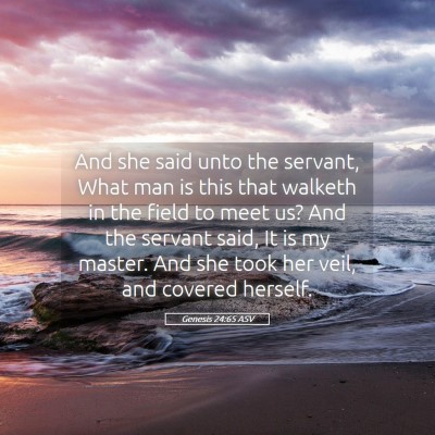 Picture 05 - Genesis 24:65 ASV - And she said unto the servant, What man is this - Bible Verse Picture