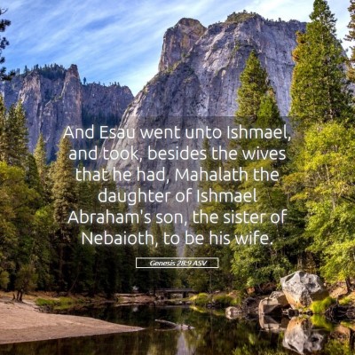Picture 05 - Genesis 28:9 ASV - And Esau went unto Ishmael, and took, besides the - Bible Verse Picture