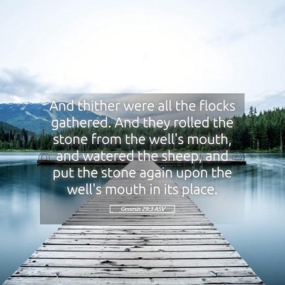 Picture 05 - Genesis 29:3 ASV - And thither were all the flocks gathered. And - Bible Verse Picture