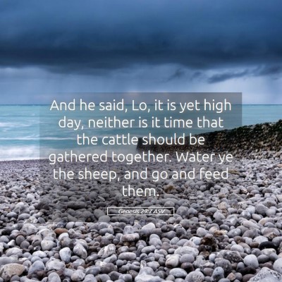 Picture 05 - Genesis 29:7 ASV - And he said, Lo, it is yet high day, neither is - Bible Verse Picture