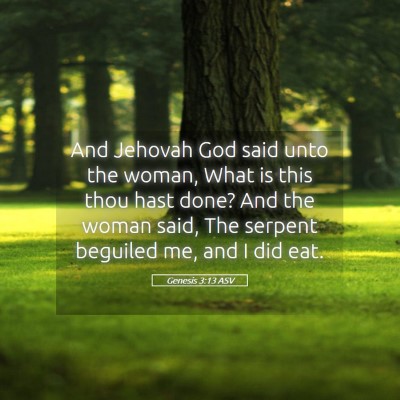 Picture 05 - Genesis 3:13 ASV - And Jehovah God said unto the woman, What is this - Bible Verse Picture