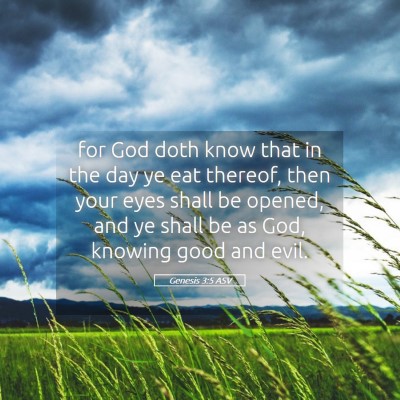 Picture 05 - Genesis 3:5 ASV - for God doth know that in the day ye eat thereof, - Bible Verse Picture
