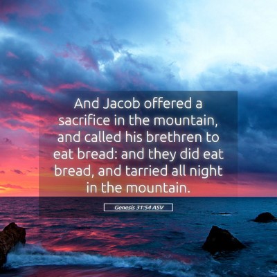 Picture 05 - Genesis 31:54 ASV - And Jacob offered a sacrifice in the mountain, - Bible Verse Picture