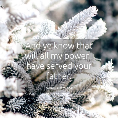 Picture 05 - Genesis 31:6 ASV - And ye know that will all my power I have served - Bible Verse Picture