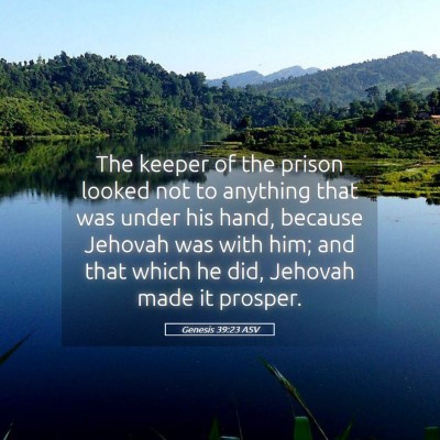 Picture 05 - Genesis 39:23 ASV - The keeper of the prison looked not to anything - Bible Verse Picture