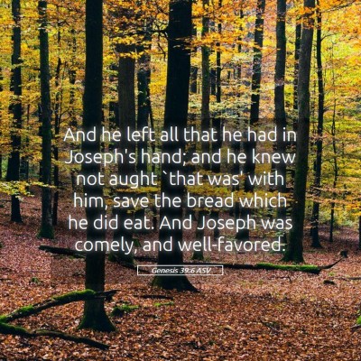 Picture 05 - Genesis 39:6 ASV - And he left all that he had in Joseph's hand; and - Bible Verse Picture