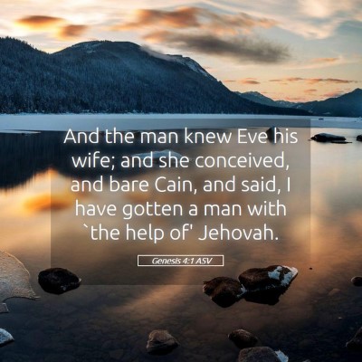 Picture 05 - Genesis 4:1 ASV - And the man knew Eve his wife; and she conceived, - Bible Verse Picture