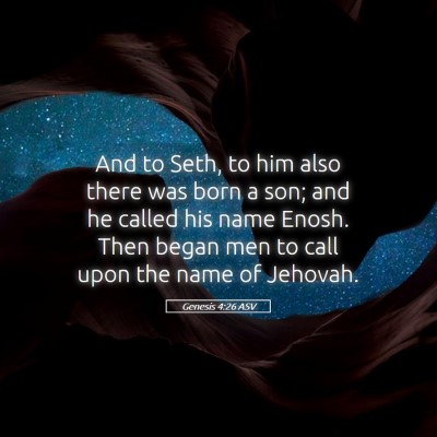 Picture 05 - Genesis 4:26 ASV - And to Seth, to him also there was born a son; - Bible Verse Picture
