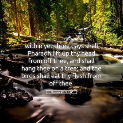 Picture 05 - Genesis 40:19 ASV - within yet three days shall Pharaoh lift up thy - Bible Verse Picture