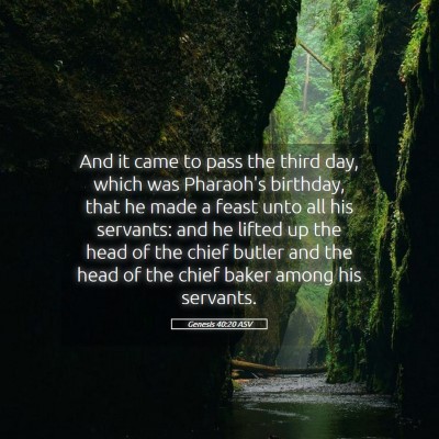 Picture 05 - Genesis 40:20 ASV - And it came to pass the third day, which was - Bible Verse Picture