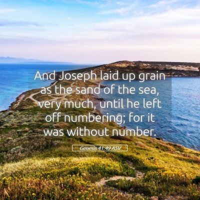 Picture 05 - Genesis 41:49 ASV - And Joseph laid up grain as the sand of the sea, - Bible Verse Picture